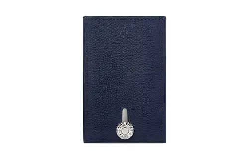 HERMES Diabolo Evercolor Leather Card Holder Men's 2Z Bleu Nuit Midnight Blue
