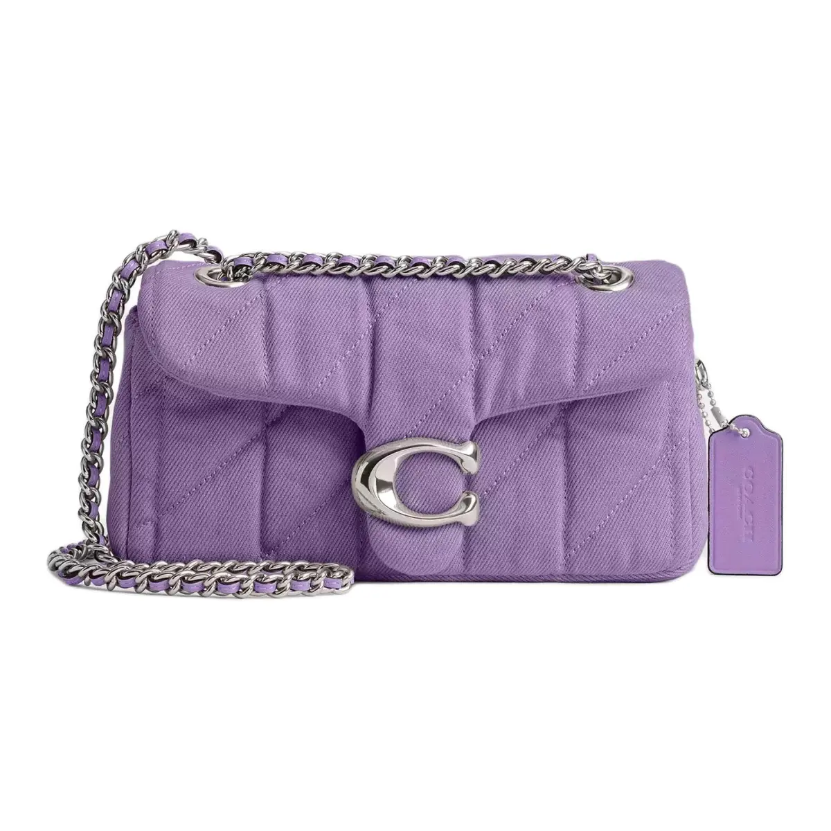 COACH Tabby Quilting Denim Crossbody Bags Small Women's Purple