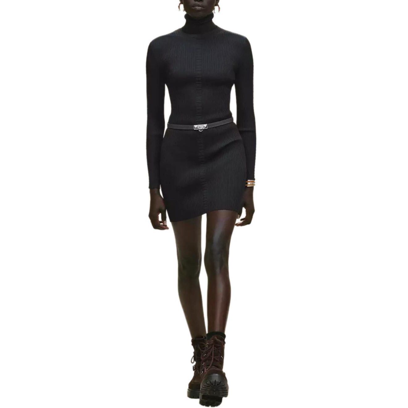 HERMES Long Sleeved Dress Women's Black