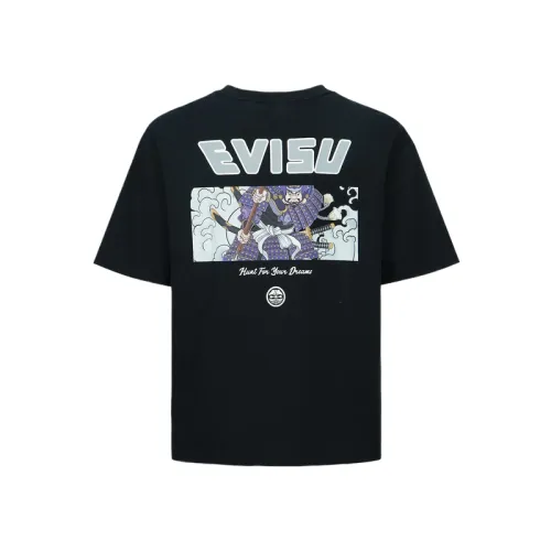 EVISU T Shirts Men's Black Crew Neck Moderate Straight Fit