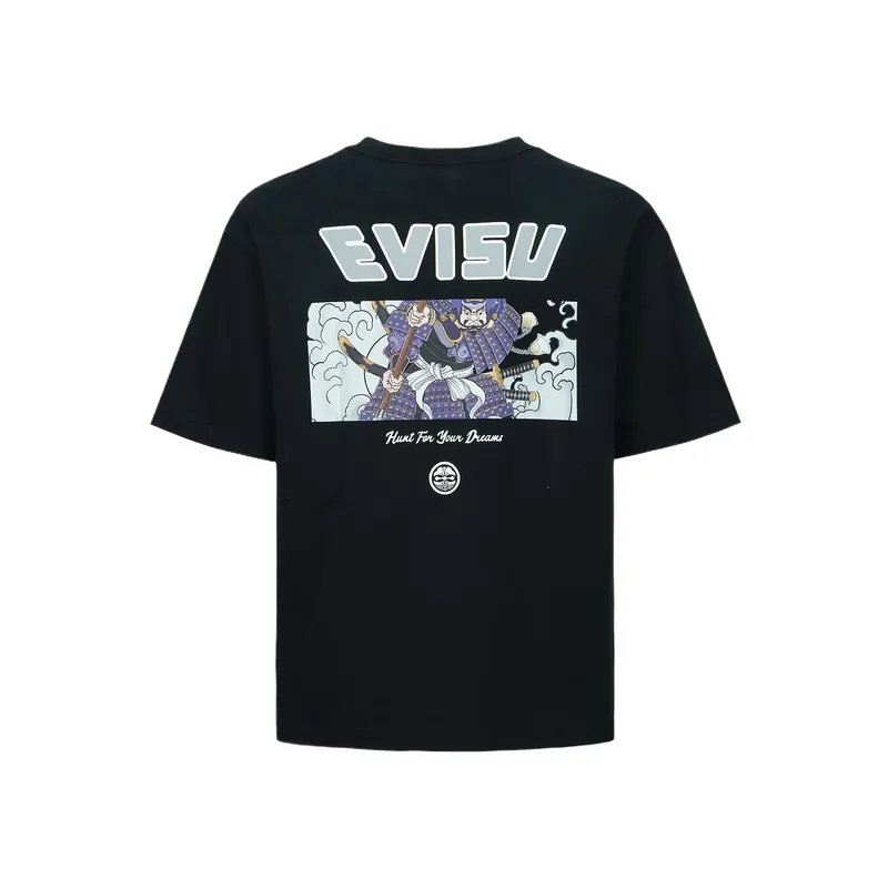 EVISU T Shirts Men's Black Crew Neck Moderate Straight Fit