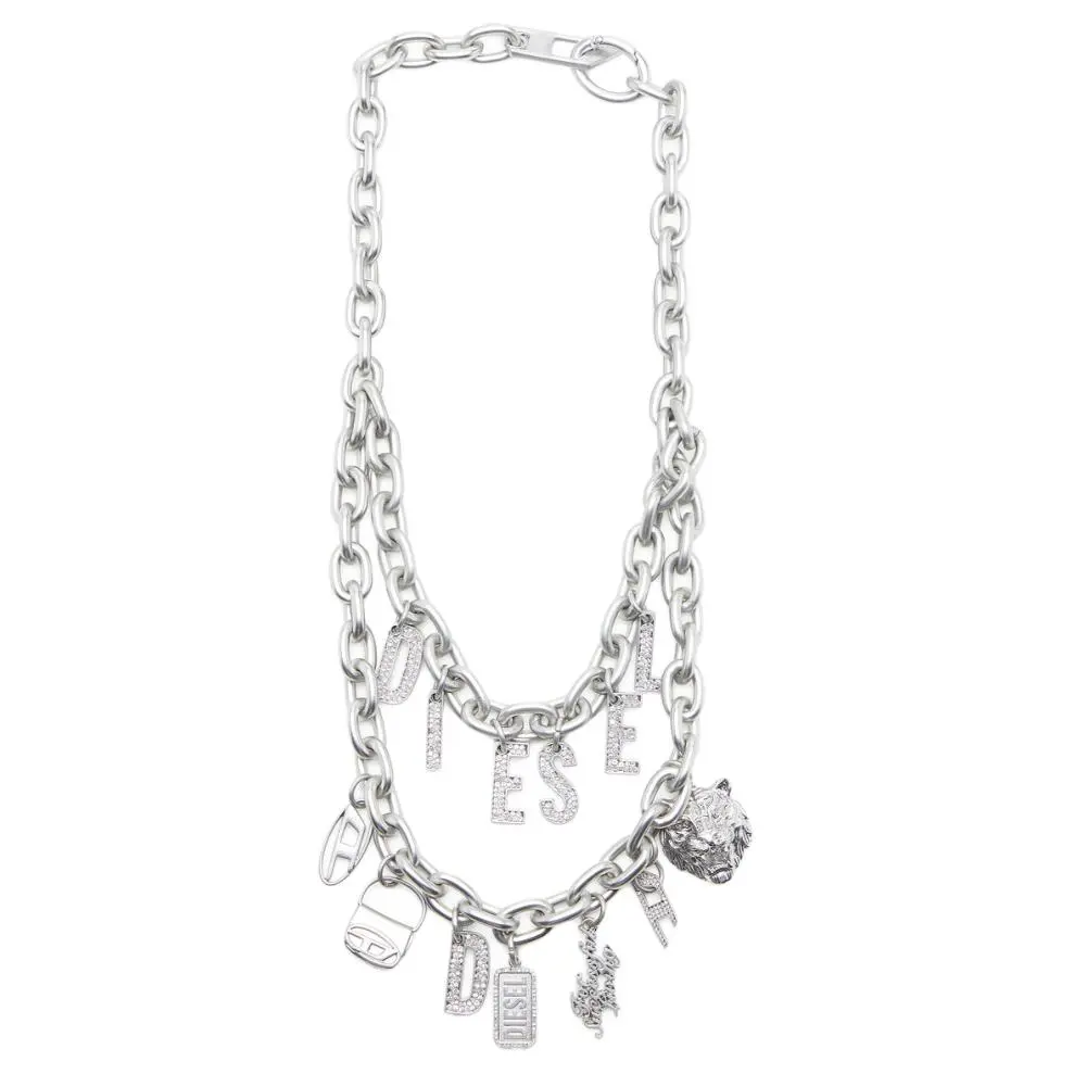 DIESEL Zinc & Brass & Aluminum Metal Bag Charm Bag Merch Women's Silver