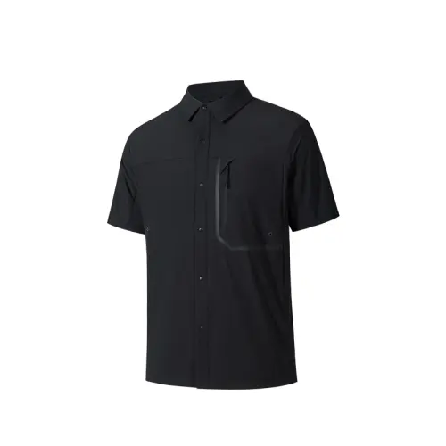 ANTA Shirts Men's Black Lapel Moderate