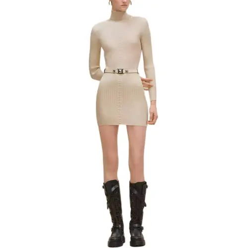 HERMES Long Sleeved Dress Women's Beige
