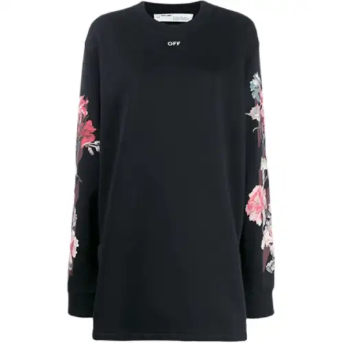 OFF WHITE FW20 Long Sleeved Dresses Women's Black Crew Neck Moderate