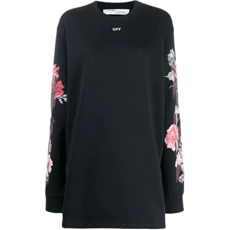 OFF WHITE FW20 Long Sleeved Dresses Women's Black Crew Neck Moderate