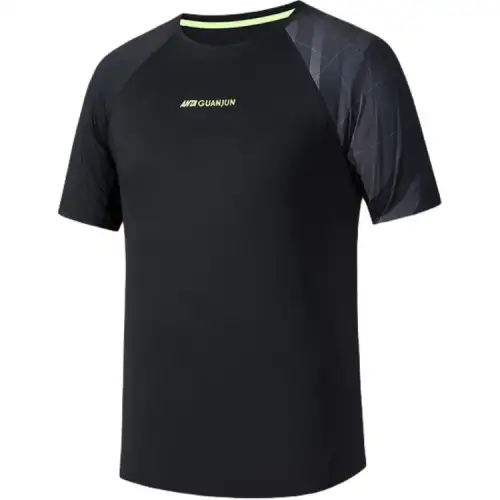 ANTA T Shirts Men's Black Crew Neck Moderate Straight Fit