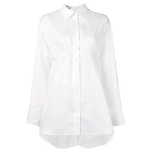 PRADA Shirts Women's White Polo Collar Moderate Shirt