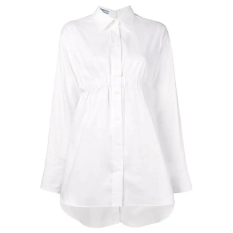 PRADA Shirts Women's White Polo Collar Moderate Shirt