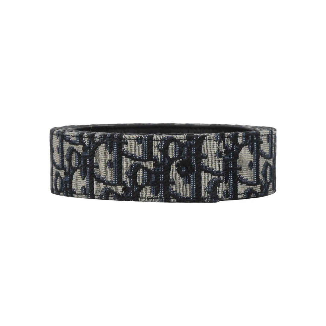DIOR Cow Leather Belts Men's Black Width 3.5cm
