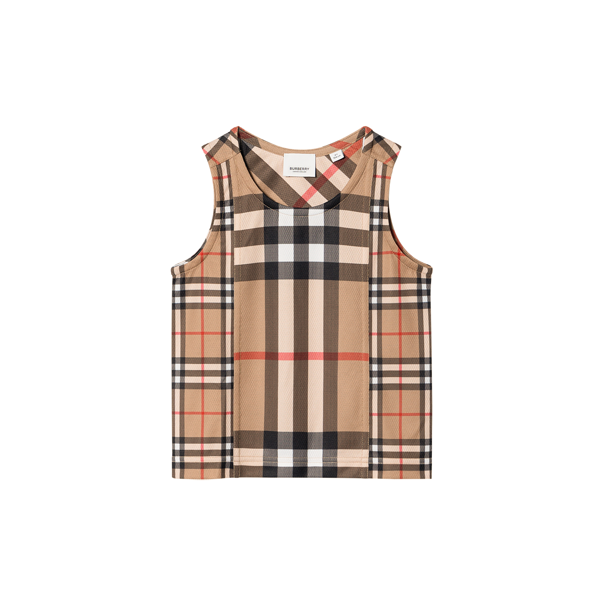 Burberry Burberry Vest Contrast Check Mesh Beige Children's Style