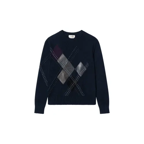HERMES Cashmere Sweater Men's Dark Blue