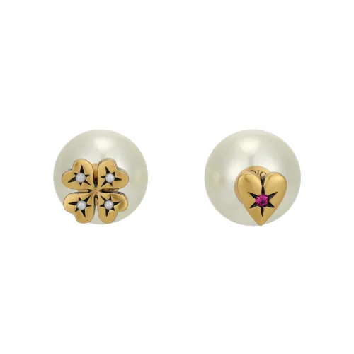 DIOR Metal Earrings Women's Gold/White