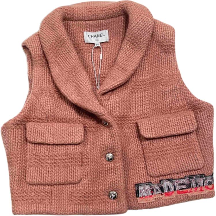 CHANEL Vests Women's Pink Lapel Moderate Other