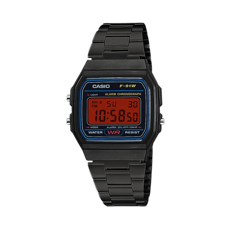 CASIO Custom Collection Quartz Movement Stainless Steel Strap Watch Unisex Red Watch Dial