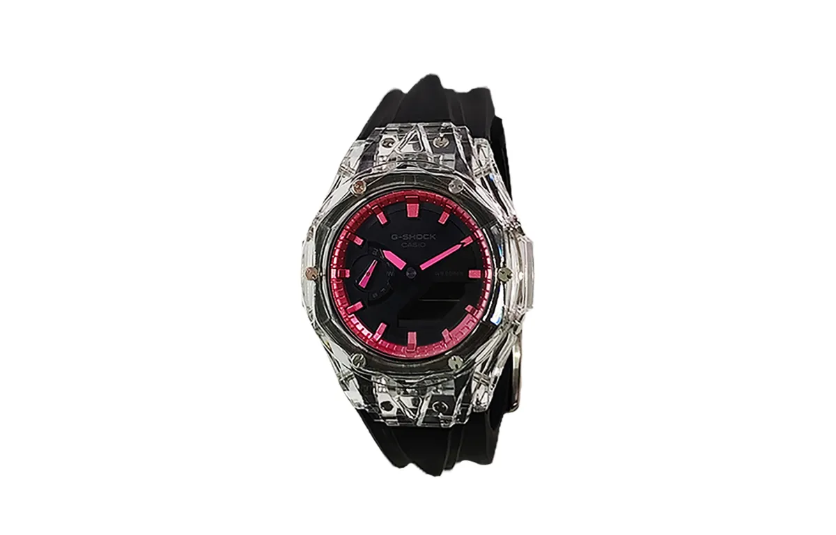 CASIO Custom Collection Quartz Movement Fluoroelastomer Strap Watch Men's Watches Black Dial