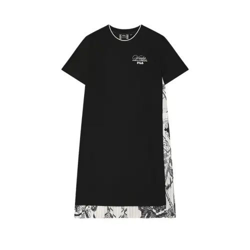 FILA x M.C.ESCHER Heritage SS25 Short Sleeved Dress Women's Jet Black