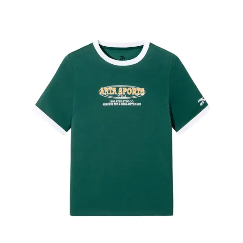Anta Life Collection T Shirt Women's Sparse Forest Green/Snowflake White