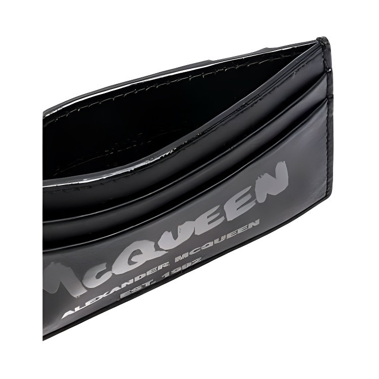 Мужской кошелек Alexander McQueen Leather Cardholder (черный) — фото 3