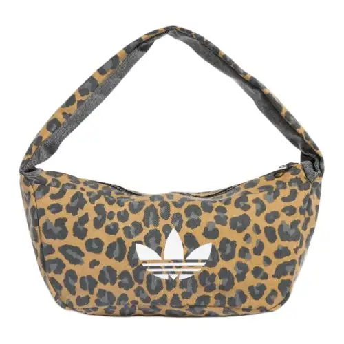 Adidas originals clover Leopard 1.9L brand classic logo leopard print cotton underarm bag shoulder bag small size unisex couple model bronze and black
