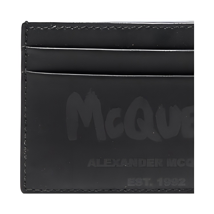 Мужской кошелек Alexander McQueen Leather Cardholder (черный) — фото 4