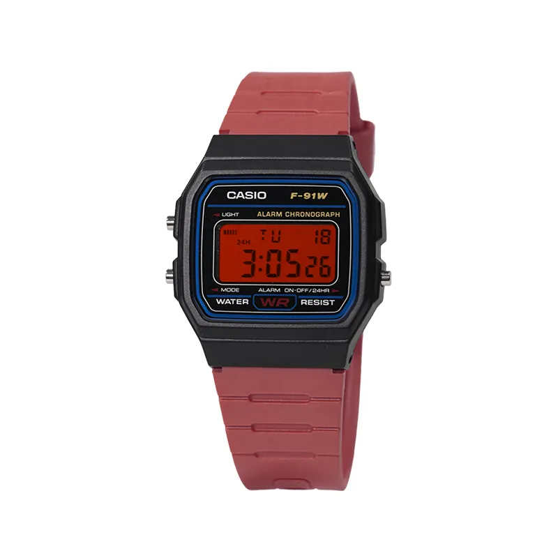 CASIO Custom Collection Quartz Movement Resin Strap Watch Unisex Red Watch Dial