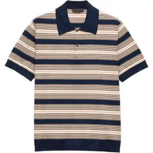 Prada Striped Short-Sleeved Polo Shirt