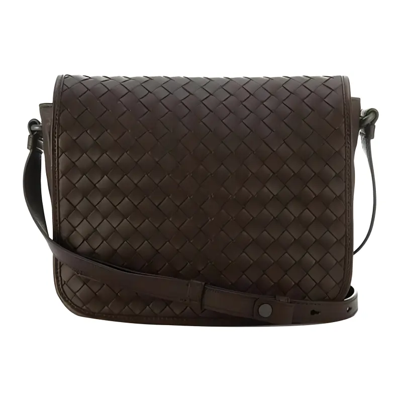 Bottega Veneta Flap Closure Genuine Leather Crossbody Bag, Shoulder Bag Women's Brown
