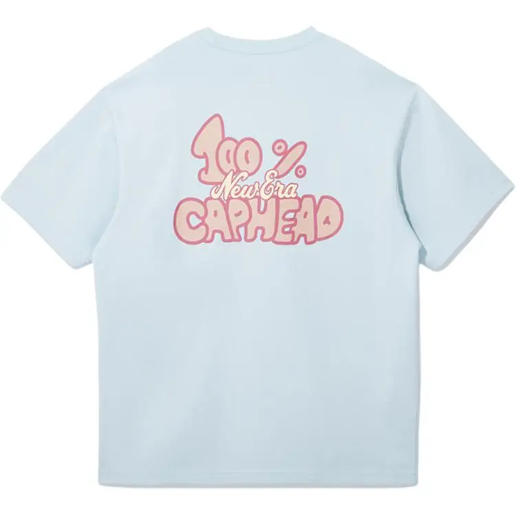 New Era T-Shirts Unisex Ice Blue Crew Neck Moderate Straight Fit