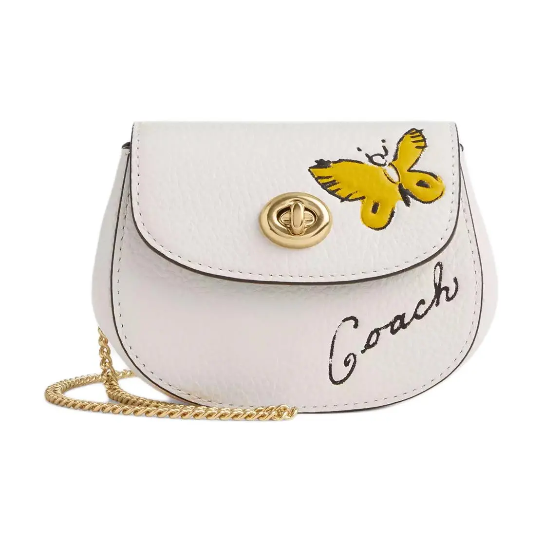 COACH Turnlock Leather Coin Purses Women's Chalk