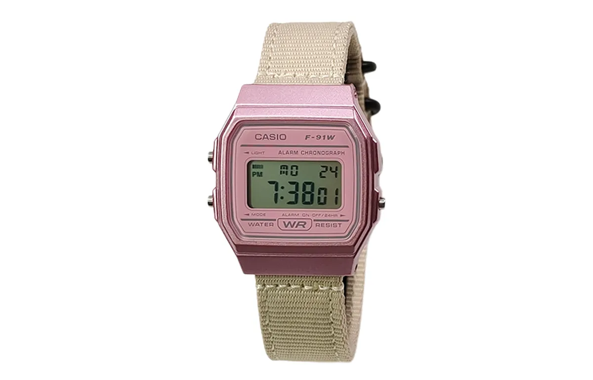 CASIO Custom Collection Quartz Movement Nylon Strap Watch Men's Watches Pink Watch Dial