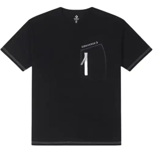 Converse T Shirts Unisex Black Crew Neck Moderate Straight Fit