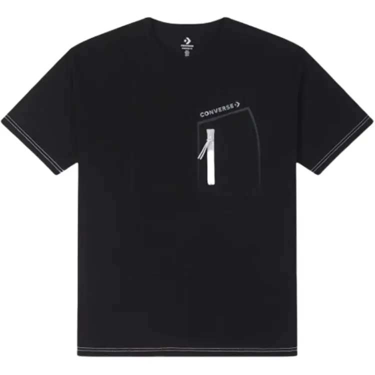 Converse T-Shirts Unisex Black Crew Neck Moderate Straight Fit