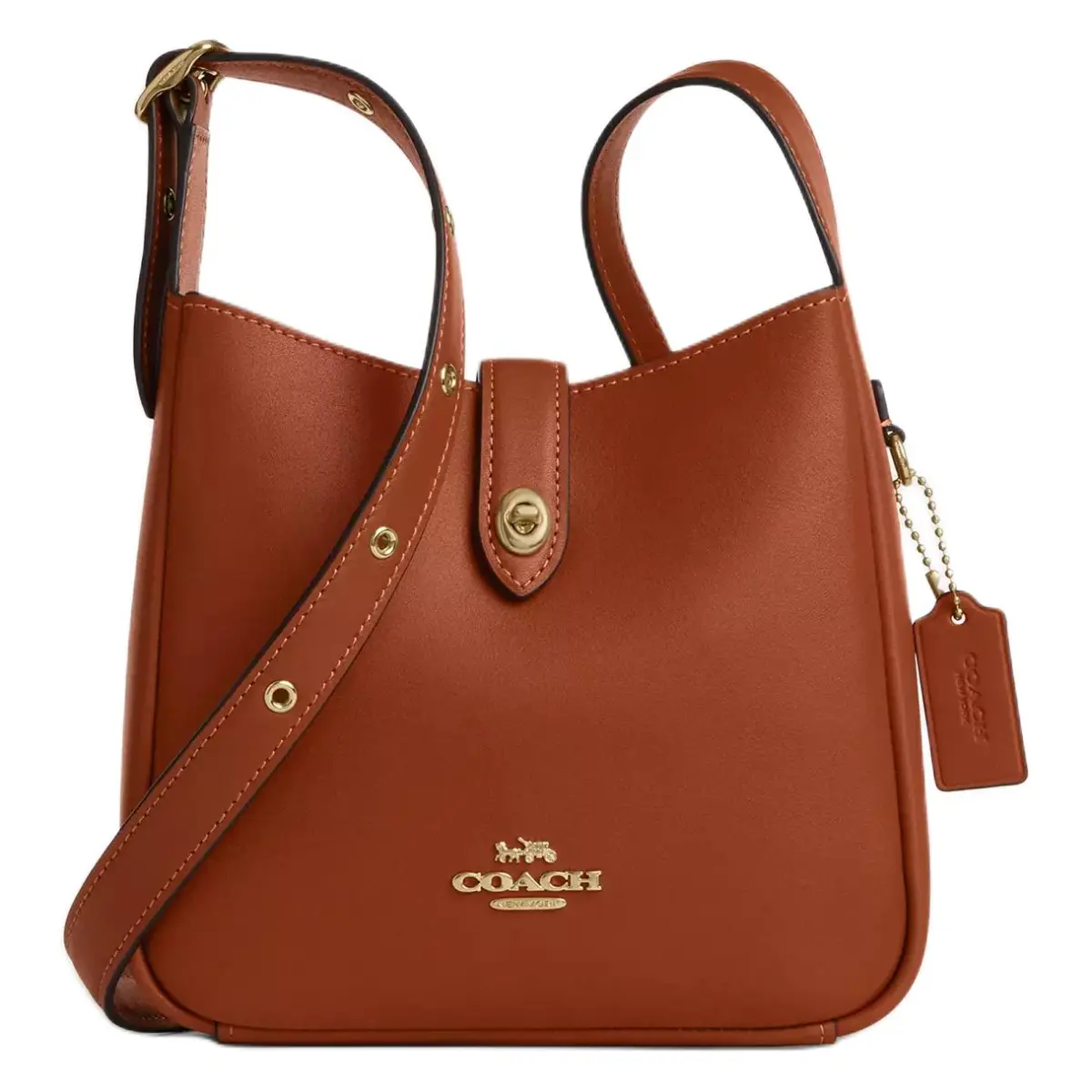 COACH Hadley Leather Shoulder Bag, Crossbody Bag Small Women's Tan