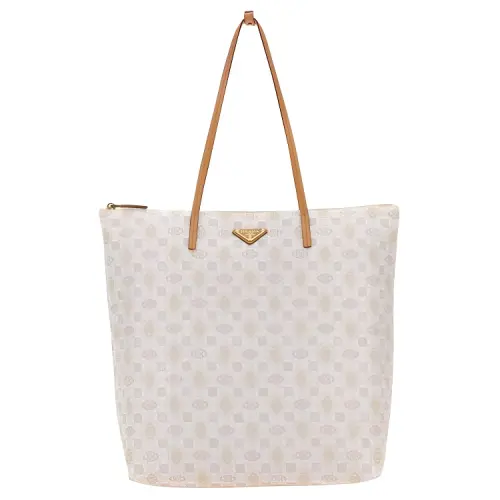 PRADA Recycled Nylon Shoulder Bag Women's Light Beige