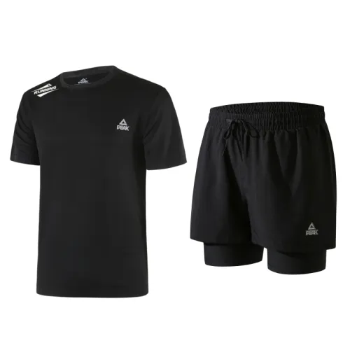 Sports breathable quick dry basketball football shorts for gym for cycling for training, black set for men and women, with short sleeve, for running