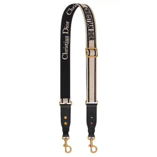 DIOR Cow Leather Bag Straps Women's Beige/Black