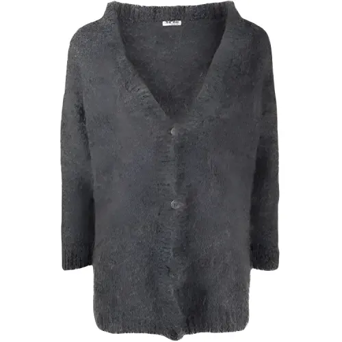MIU MIU Loose Fit Knitwear Women's Gray
