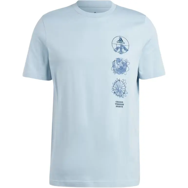 Adidas T-Shirts Men's Blue Crew Neck Moderate Straight Fit