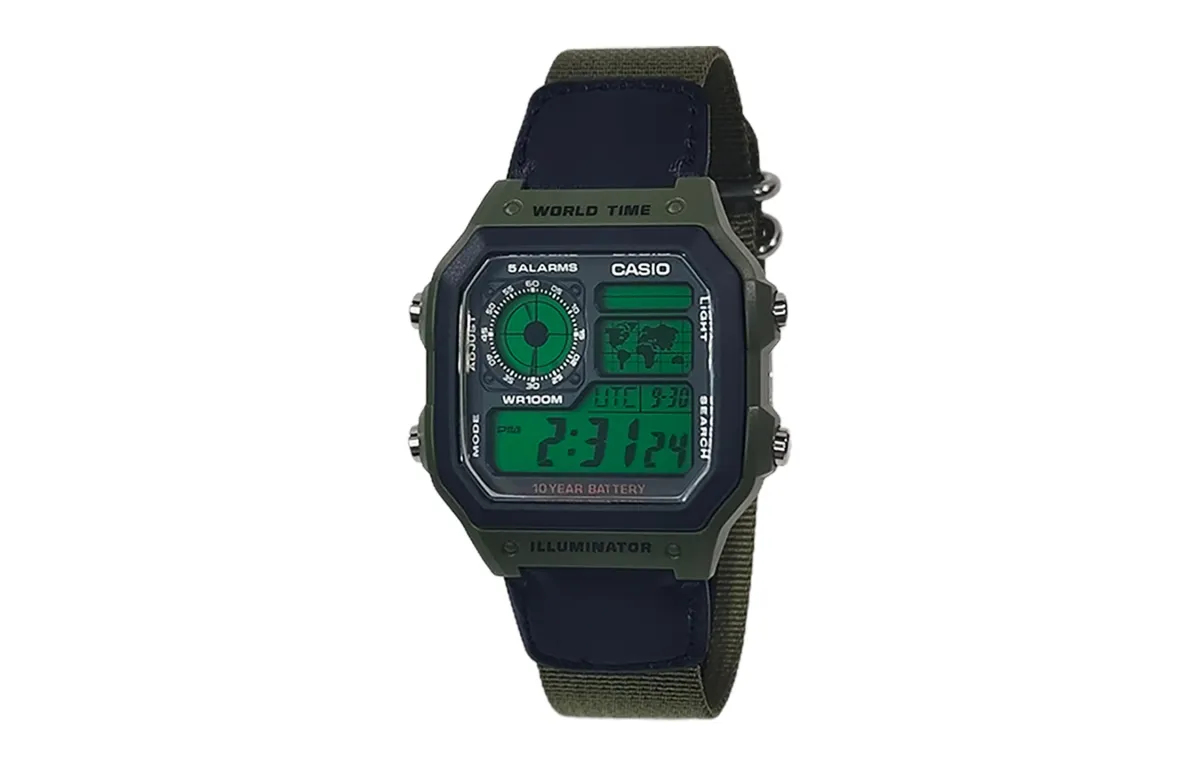 CASIO Custom Collection Quartz Movement Silicone Nylon Strap Watch Men's Watches Black Dial