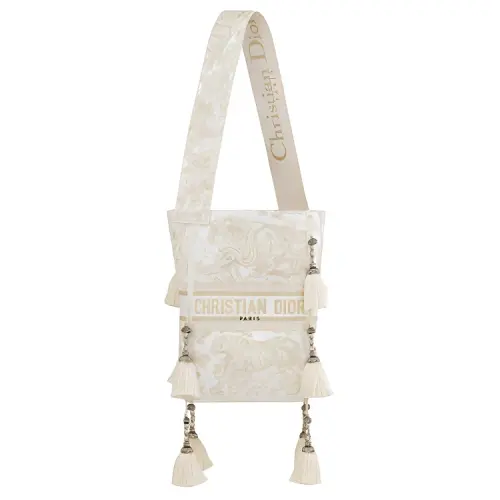 DIOR D Bubble Embroidery Bucket Bag, Shoulder Bag, Handbag Women's Gold