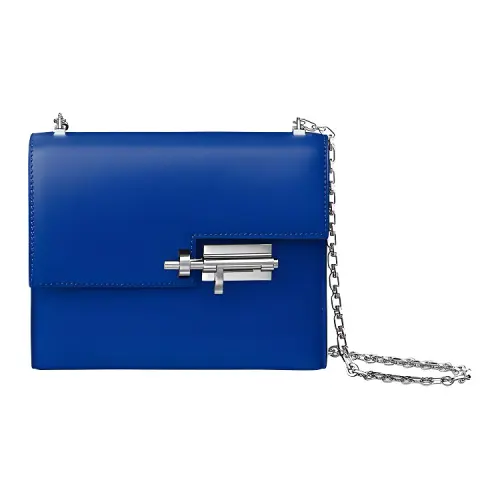 HERMES Verrou Tadelakt Calfskin Verrou Bag, Crossbody Bag, Shoulder Bag Mini Women's Blue