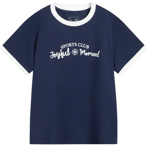 Li Ning Sports Life Collection T Shirt Women's Dark Ship Blue
