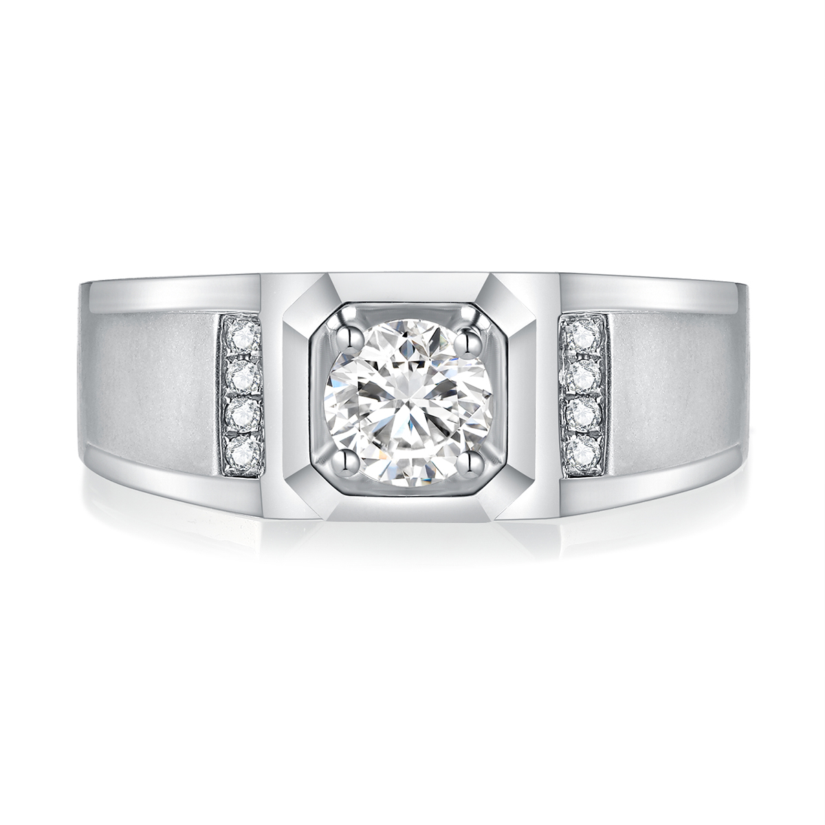 Fashionable platinum artificial ring for men and women, platinum 950 sample, for beloved