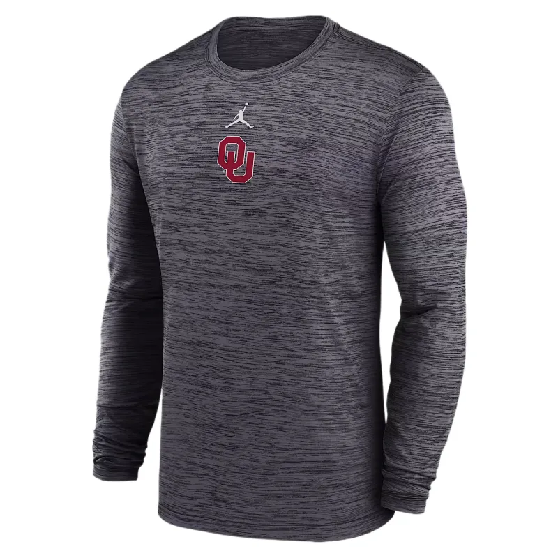 Jordan Oklahoma Sideline Velocity Men's Jordan Brand Dri FIT College Long Sleeve T Shirt