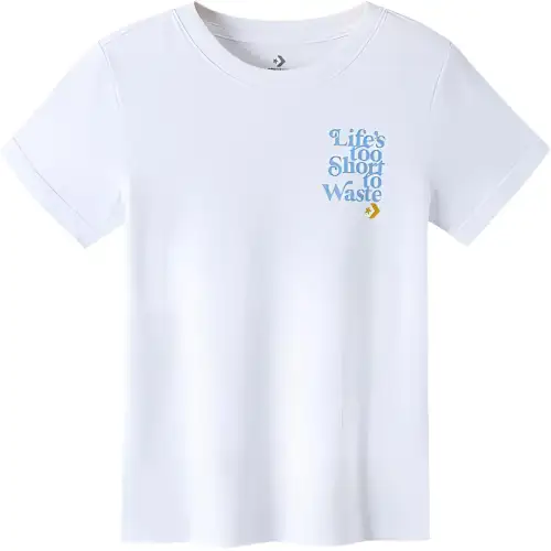 Converse T Shirts Men's White Crew Neck Moderate Straight Fit