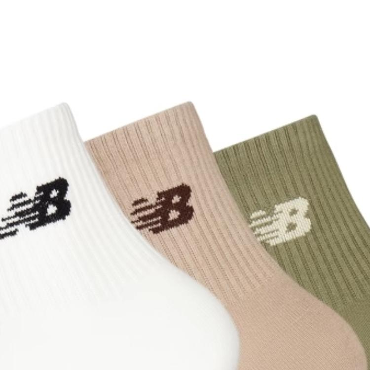 New Balance Crew Socks Unisex 3 Pack White+Pink+Green