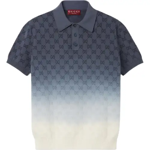 GUCCI Gg Cotton Knit Jacquard Polo Shirt