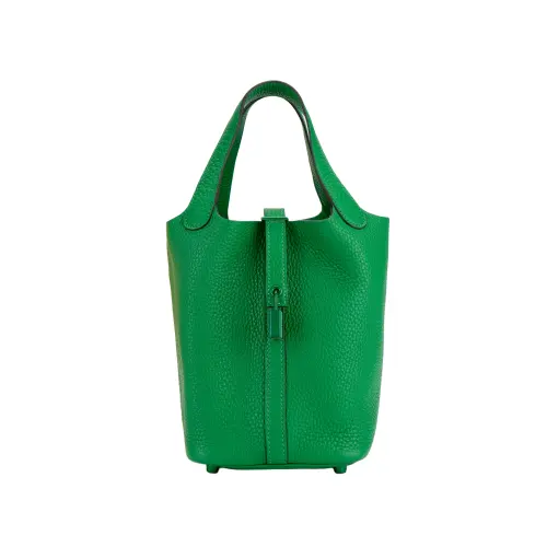 HERMES Picotin Lock Clemence Bullock Leather Basket Bag, Bucket Bag, Handbag 18 Women's 1K Bambou Bamboo Green