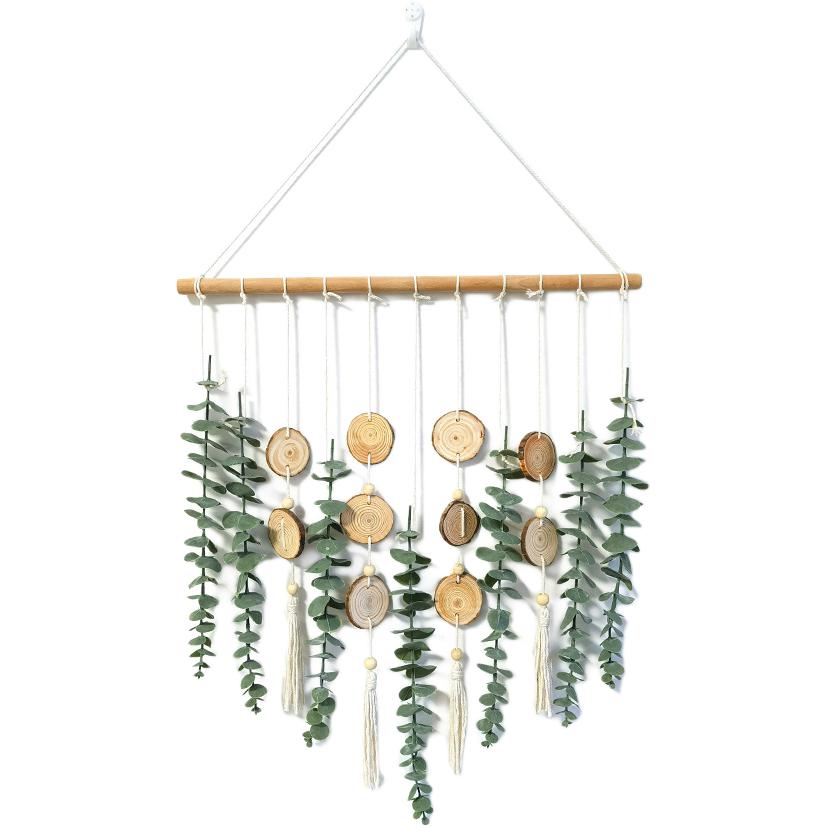 Yu Zhaolin hanging curtain Nordic eucalyptus leaf wall hanging room decoration hand-woven wall decoration B&B wall background